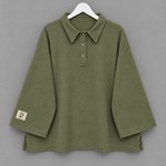 Polo Yaka Üç İplik Sweatshirt Yeşil
