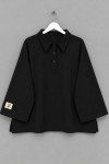 Polo Yaka Üç İplik Sweatshirt Siyah