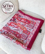 Etnik Desenli Janjan Şal (A) Bordo Bej