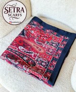 Etnik Desenli Janjan Şal (A) Kırmızı Siyah
