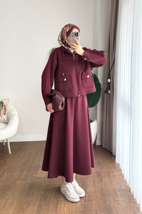 Ruby Etekli Takım Bordo