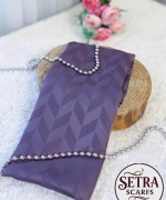 İpeksi Jakarlı Şal (Balık Sırtı Desenli) Lila