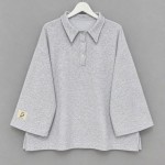 Polo Yaka Üç İplik Sweatshirt Gri Melanj