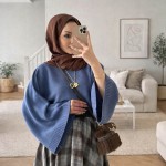 Yarasa Kol Kısa Kazak Leylak Mavi