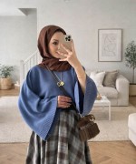 Yarasa Kol Kısa Kazak Leylak Mavi