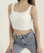 Kare Yaka Crop Atlet Ekru