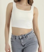 Kare Yaka Crop Atlet Ekru