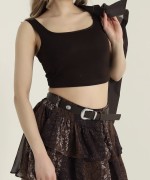Kare Yaka Crop Atlet Acı Kahve