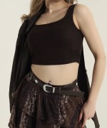 Kare Yaka Crop Atlet Acı Kahve
