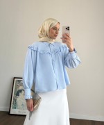 Fırfırlı Kısa Gömlek Bebe Mavisi