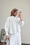 Fırfırlı Kısa Gömlek Ekru