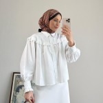 Fırfırlı Kısa Gömlek Ekru