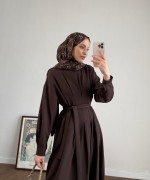 Pensli Double Elbise Acı Kahve