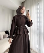 Begonya Etekli Takım Koyu Kahverengi
