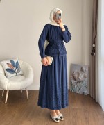 Sarmaşık Etekli Takım Lacivert