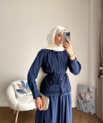 Sarmaşık Etekli Takım Lacivert