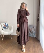 Sarmaşık Etekli Takım Koyu Kahverengi