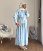 Sarmaşık Etekli Takım Bebe Mavisi