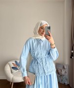 Sarmaşık Etekli Takım Bebe Mavisi