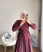 Sarmaşık Etekli Takım Mürdüm