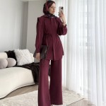 Lina Pantolonlu Takım Bordo