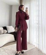 Lina Pantolonlu Takım Bordo