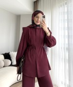 Lina Pantolonlu Takım Bordo