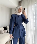 Lina Pantolonlu Takım indigo mavisi