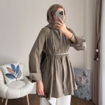 Kemerli Tensel Gömlek Haki