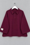 Polo Yaka Üç İplik Sweatshirt Bordo