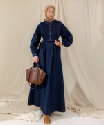 Yelekli Denim Elbise Lacivert