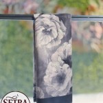 Çiçek Desenli Şal Siyah Gri