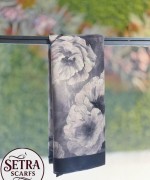 Çiçek Desenli Şal Siyah Gri