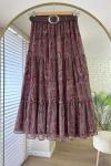 Kemerli Etro Etek Bordo