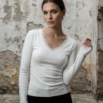V Yaka Dantelli Body Beyaz
