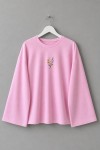 Nakışlı Salaş Sweatshirt Pembe