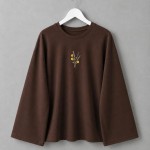 Nakışlı Salaş Sweatshirt Kahverengi
