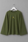 Nakışlı Salaş Sweatshirt Yeşil