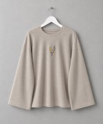 Nakışlı Salaş Sweatshirt Bej