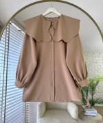 Marul Yaka Poplin Gömlek Camel