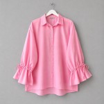 Kolları Büzgülü Gömlek Pembe