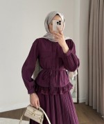 Dantel Detaylı Begonya Takım Mürdüm