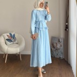 Dantel Detaylı Begonya Takım Bebe Mavisi