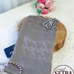 İpeksi Jakarlı Şal (Kaz Ayağı Desenli) grii