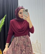 Degaje Yaka Sandy Bluz Mürdüm