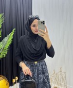 Degaje Yaka Sandy Bluz Siyah