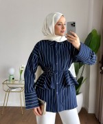 Rose Çizgili Gömlek Lacivert
