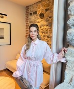 Patı Çiçekli Gömlek Pembe