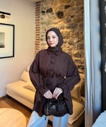 Patı Çiçekli Gömlek Acı Kahve