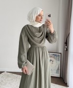 Twing Volanlı Elbise Yeşil